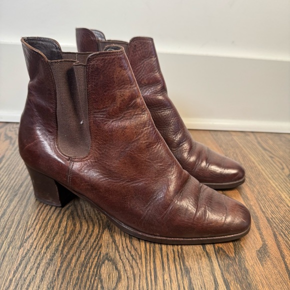 Vintage Bruschi brown leather Chelsea boots made in Italy size 39/9 - Picture 1 of 8